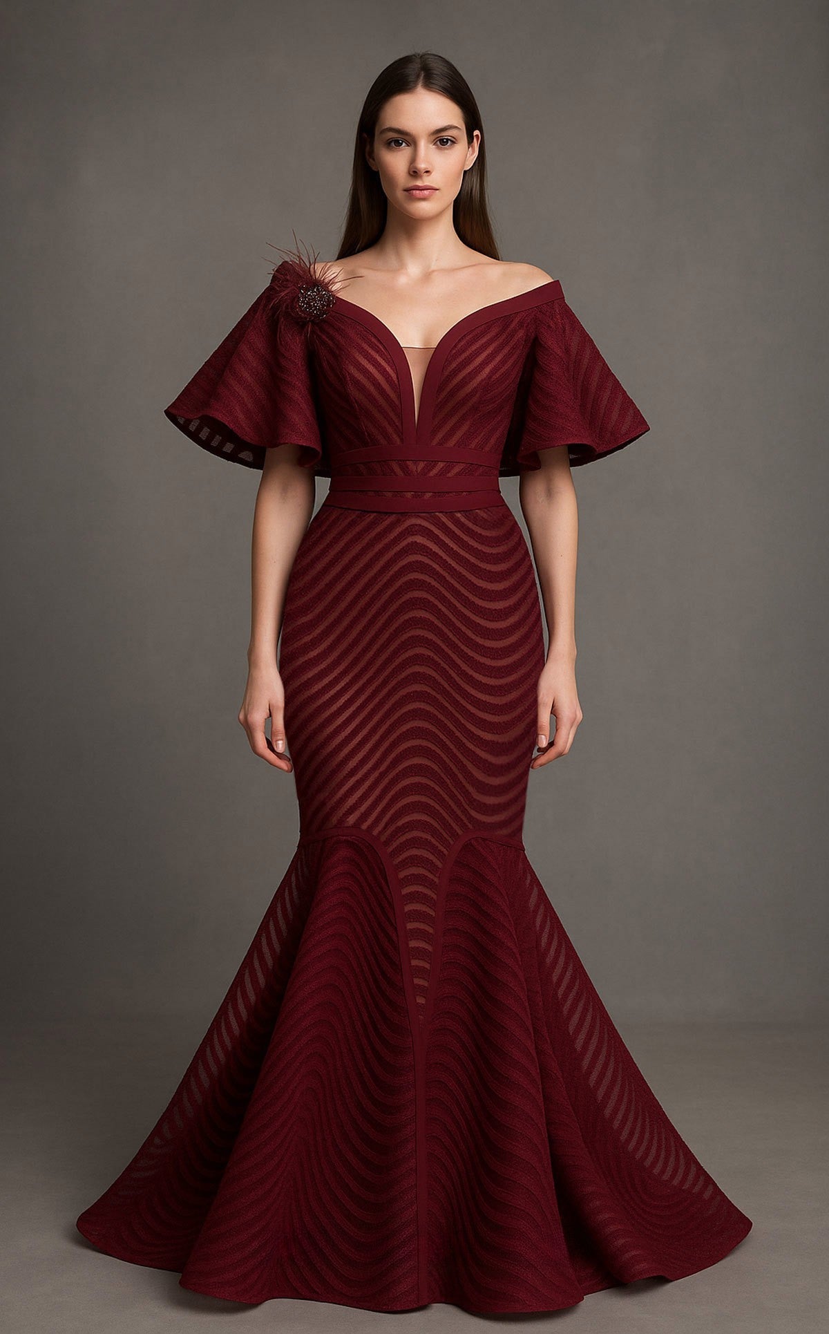 Off-Shoulder Ruffled Gown