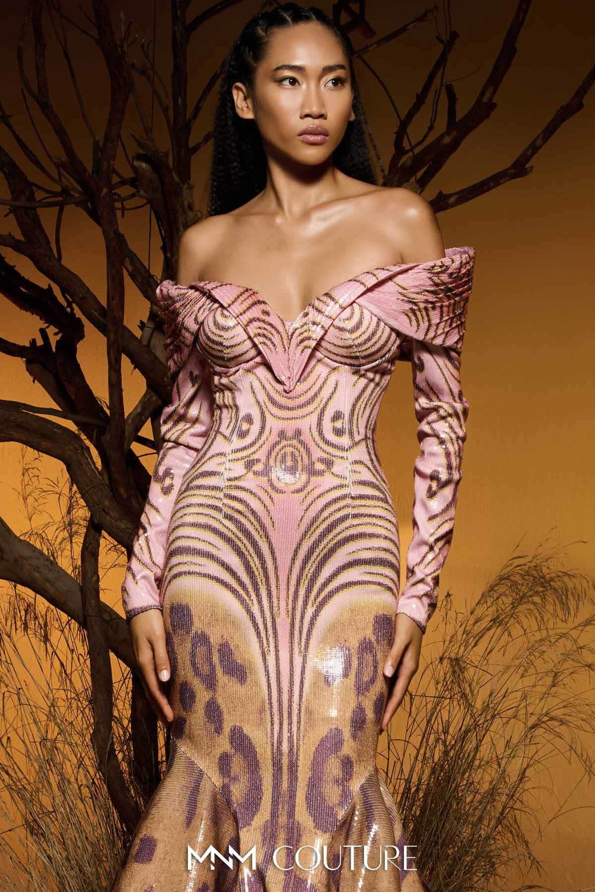 Sequined Jacquard Mermaid Gown
