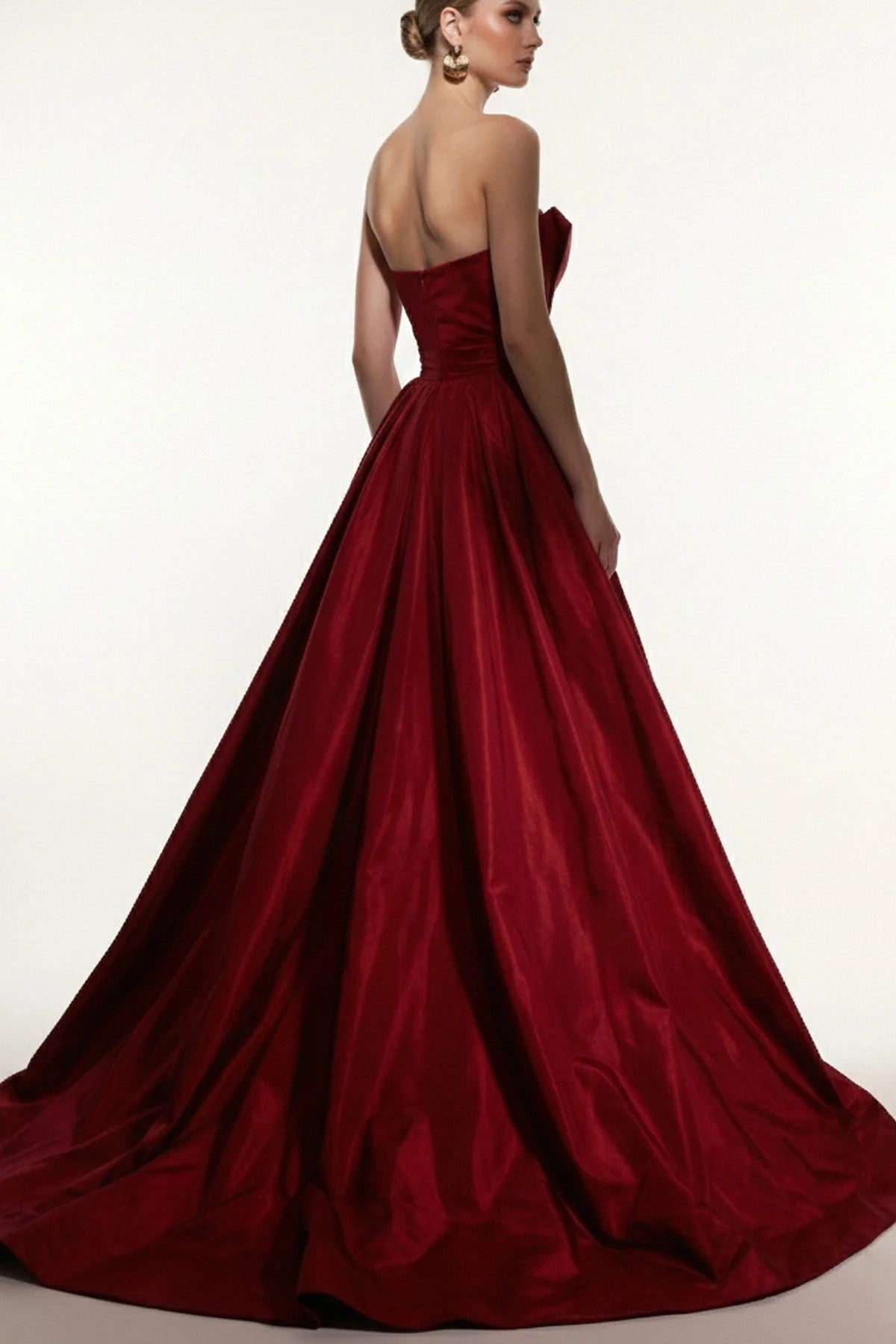 Strapless Architectural Gown with Overskirt