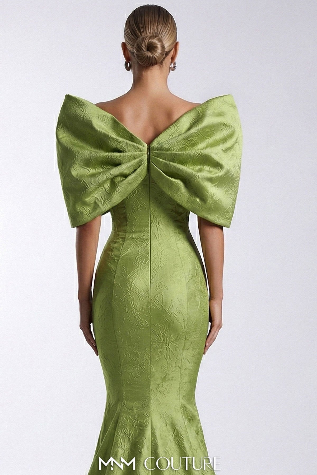 Embroidered Bow Mermaid Gown