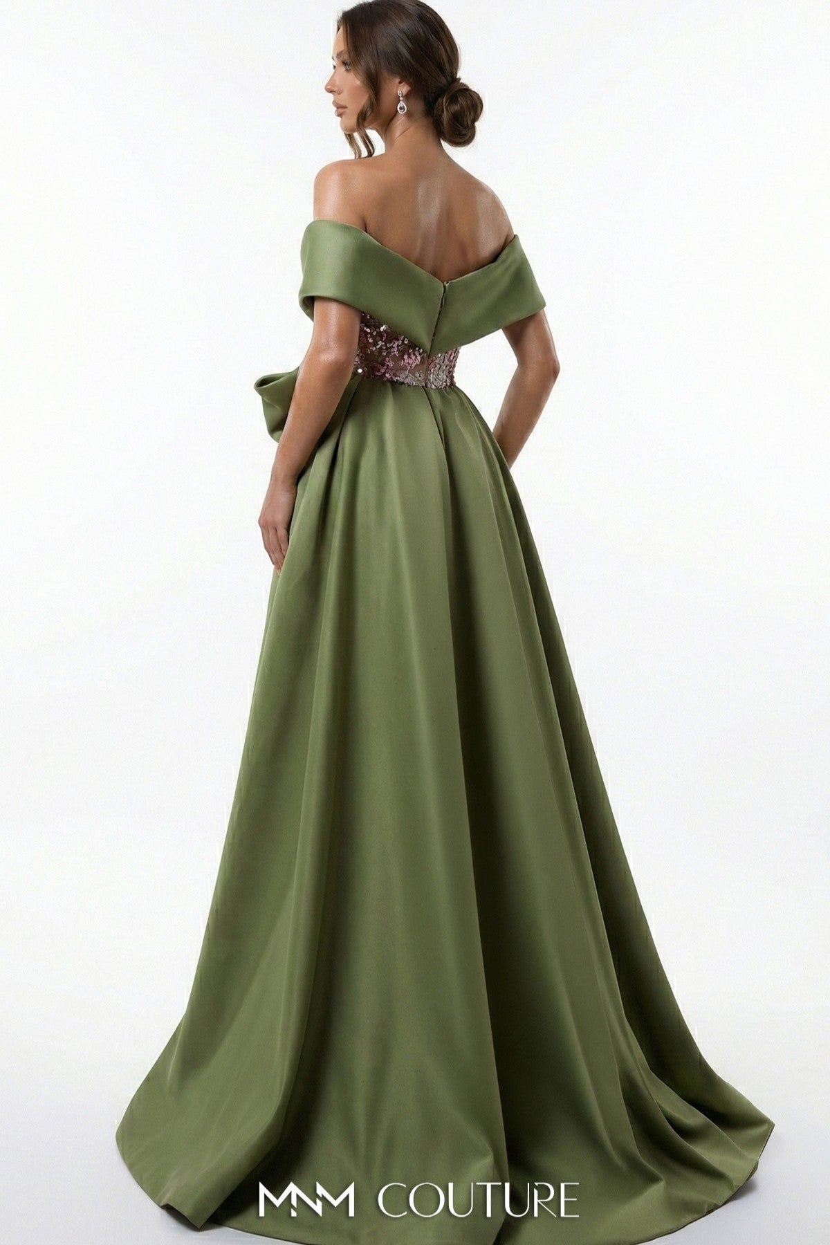 Sequin & Satin Double Skirt Gown