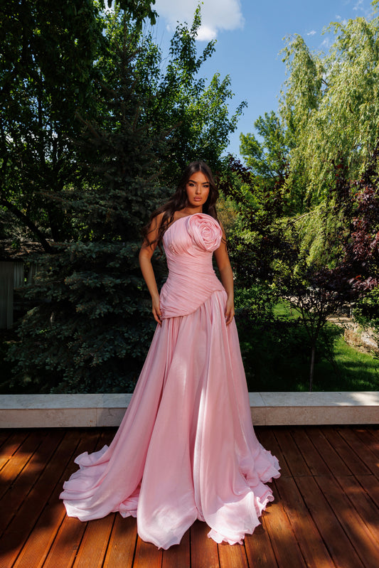 Strapless Flower Detail Gown