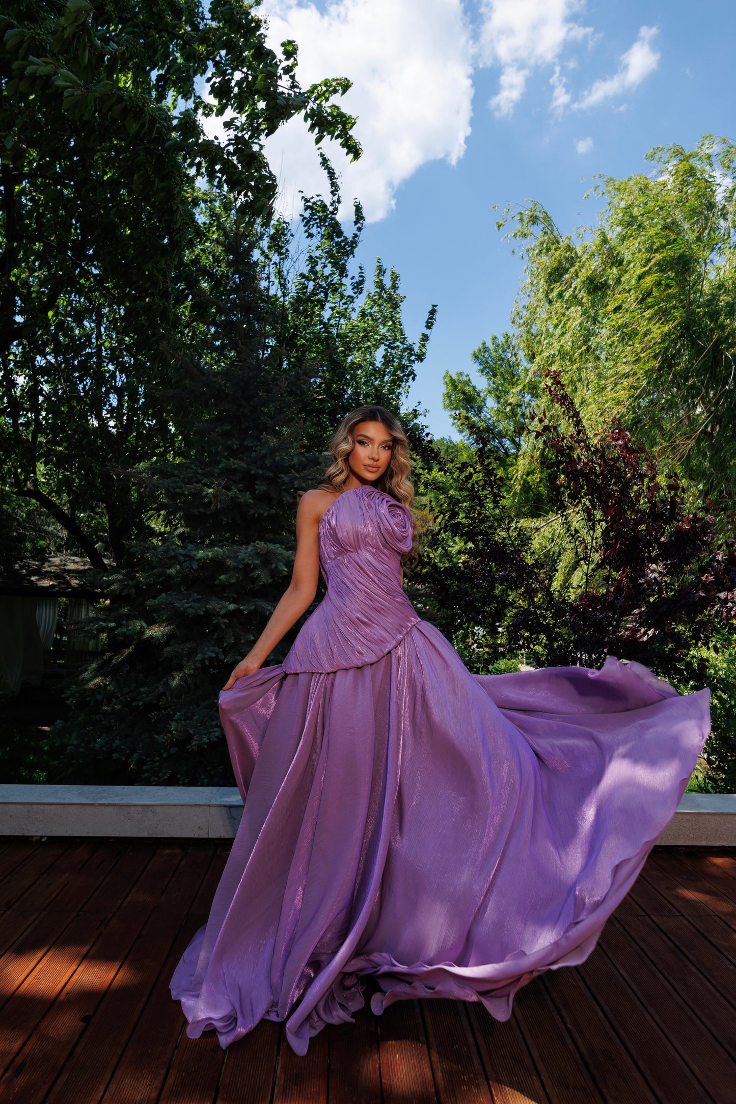 Strapless Flower Detail Gown