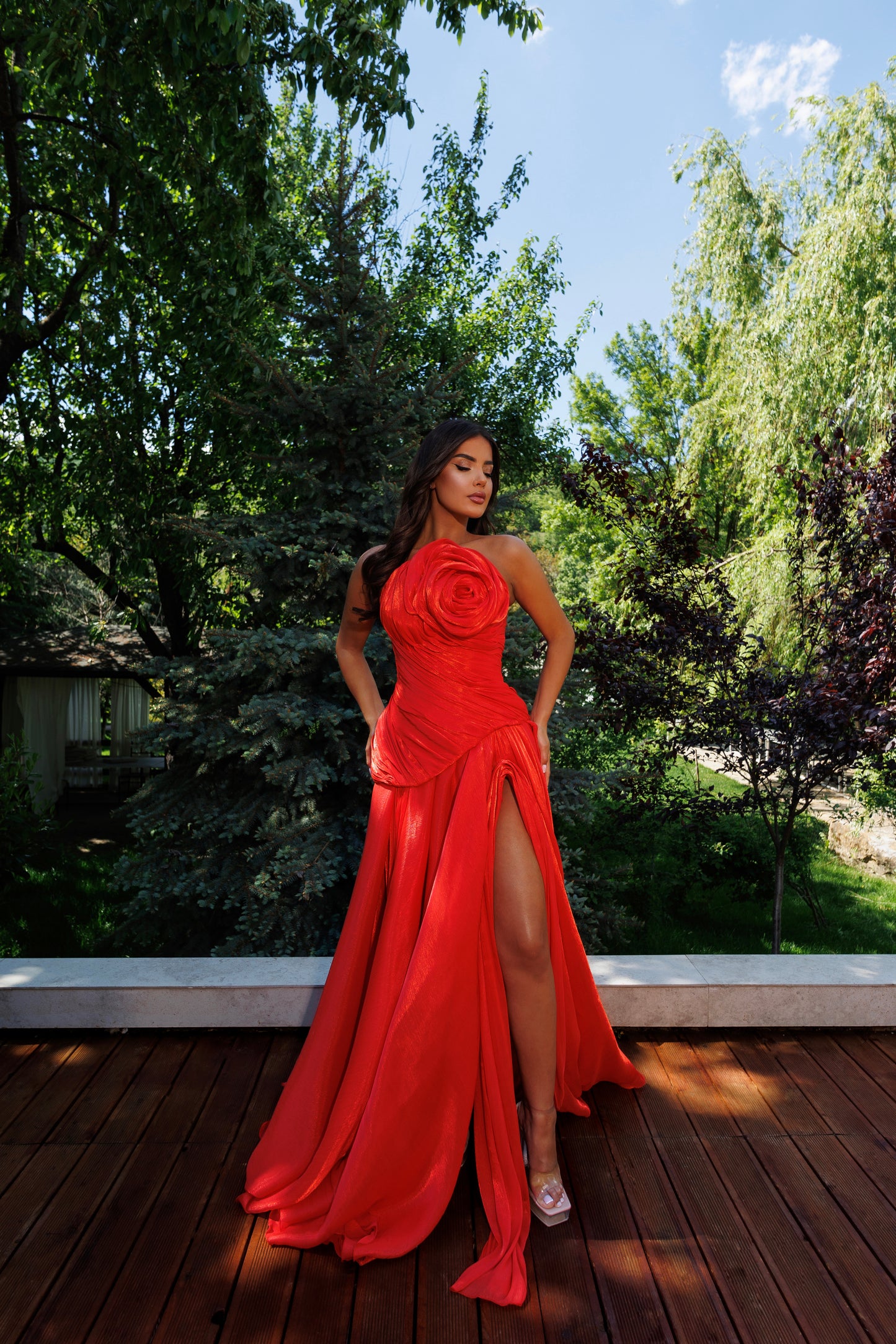 Strapless Flower Detail Gown