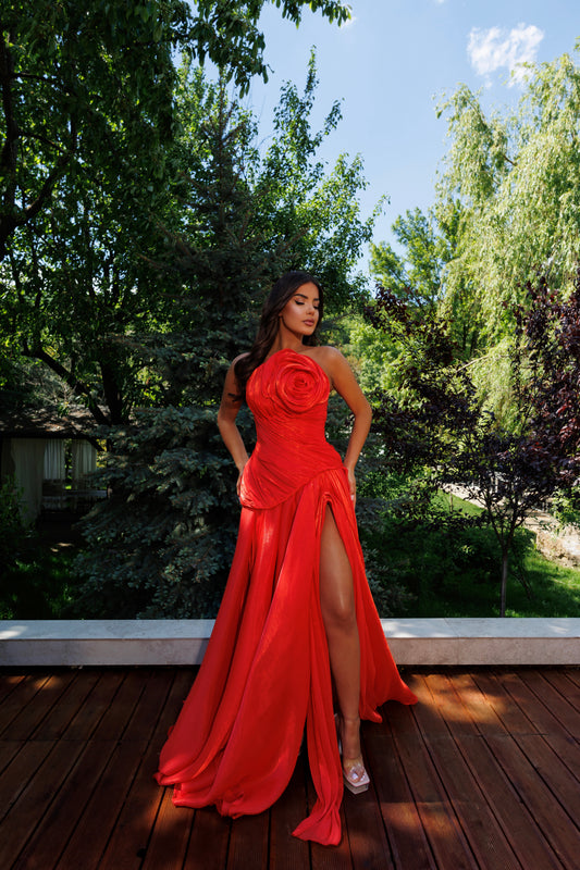 Strapless Flower Detail Gown