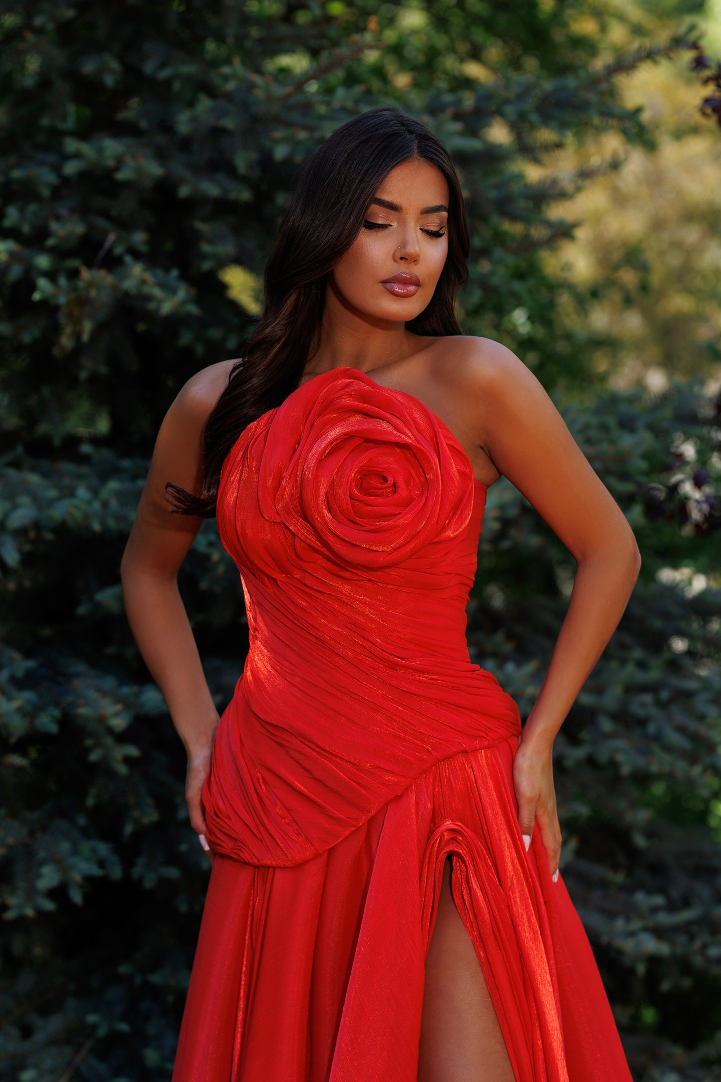 Strapless Flower Detail Gown