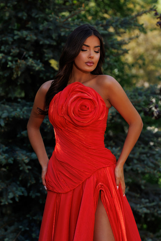 Strapless Flower Detail Gown