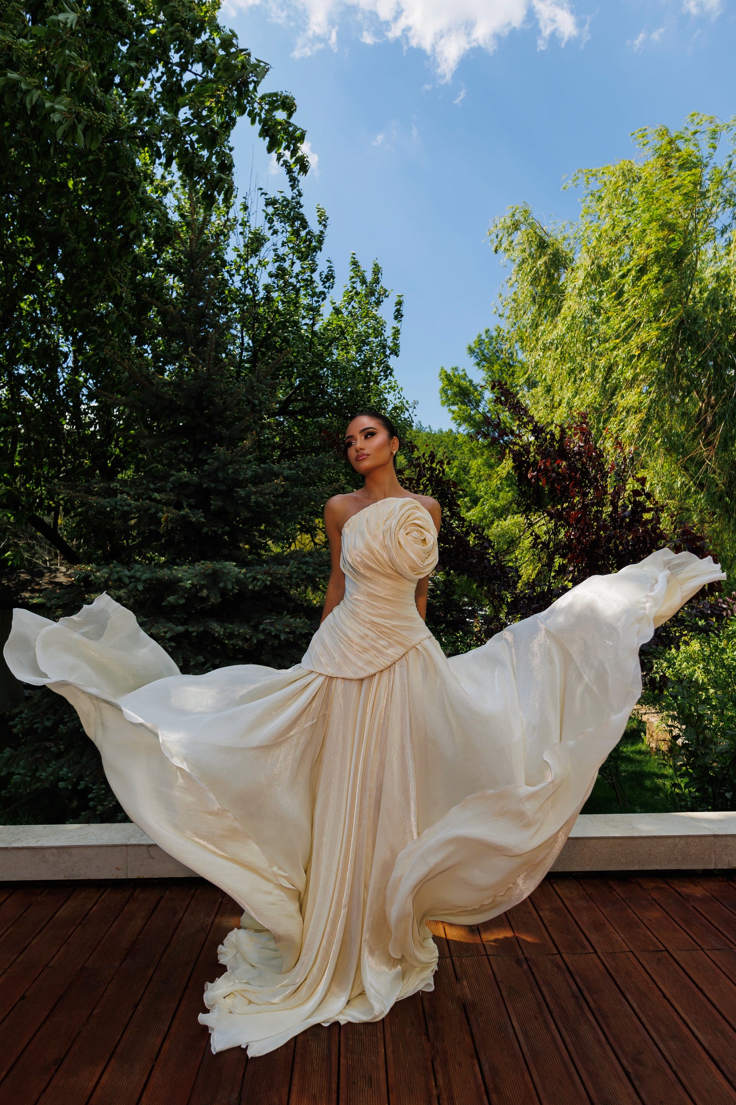 Strapless Flower Detail Gown