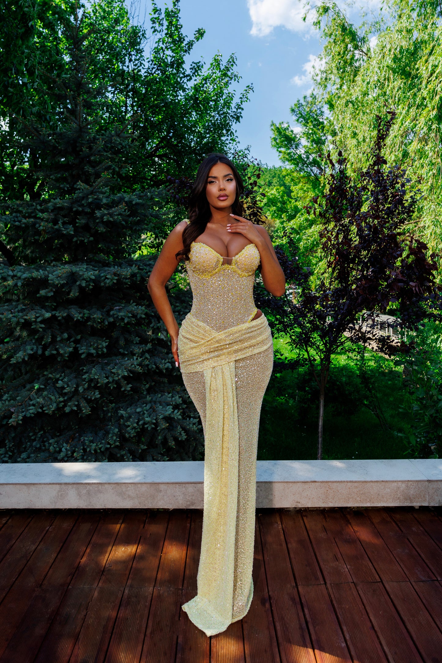 Sleeveless Thin Strap Gown