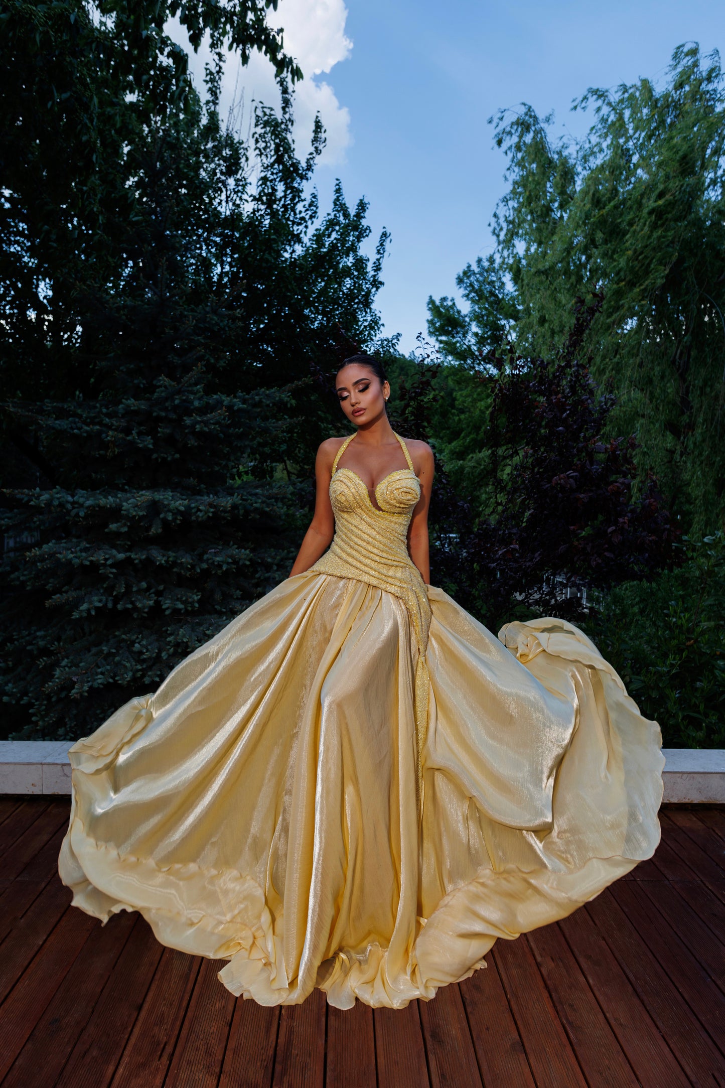Sleeveless Halter Gown