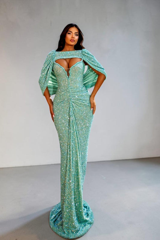 Beaded Capelet Gown