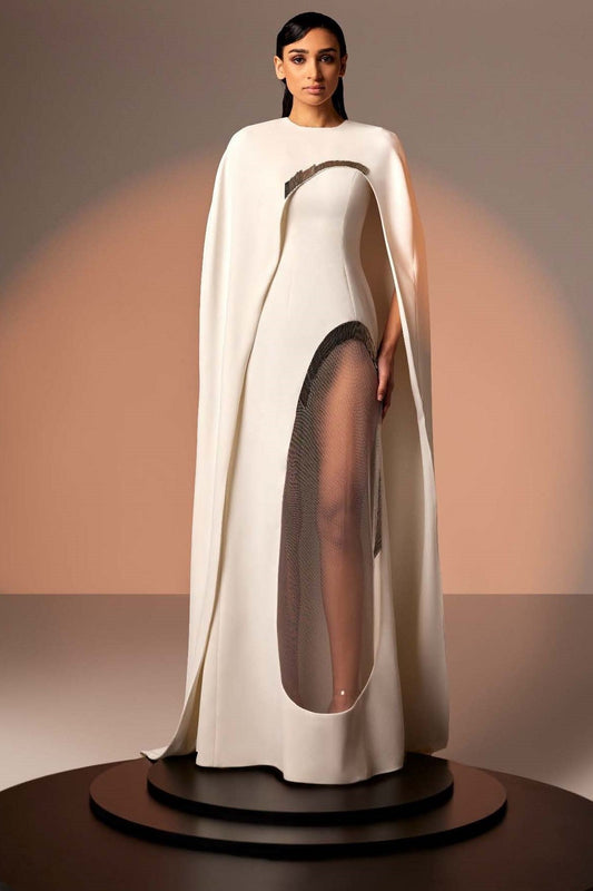 Crepe Peek-A-Boo Gown