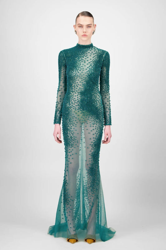 georges hobeika green dress Georges Hobeika Fall 2024