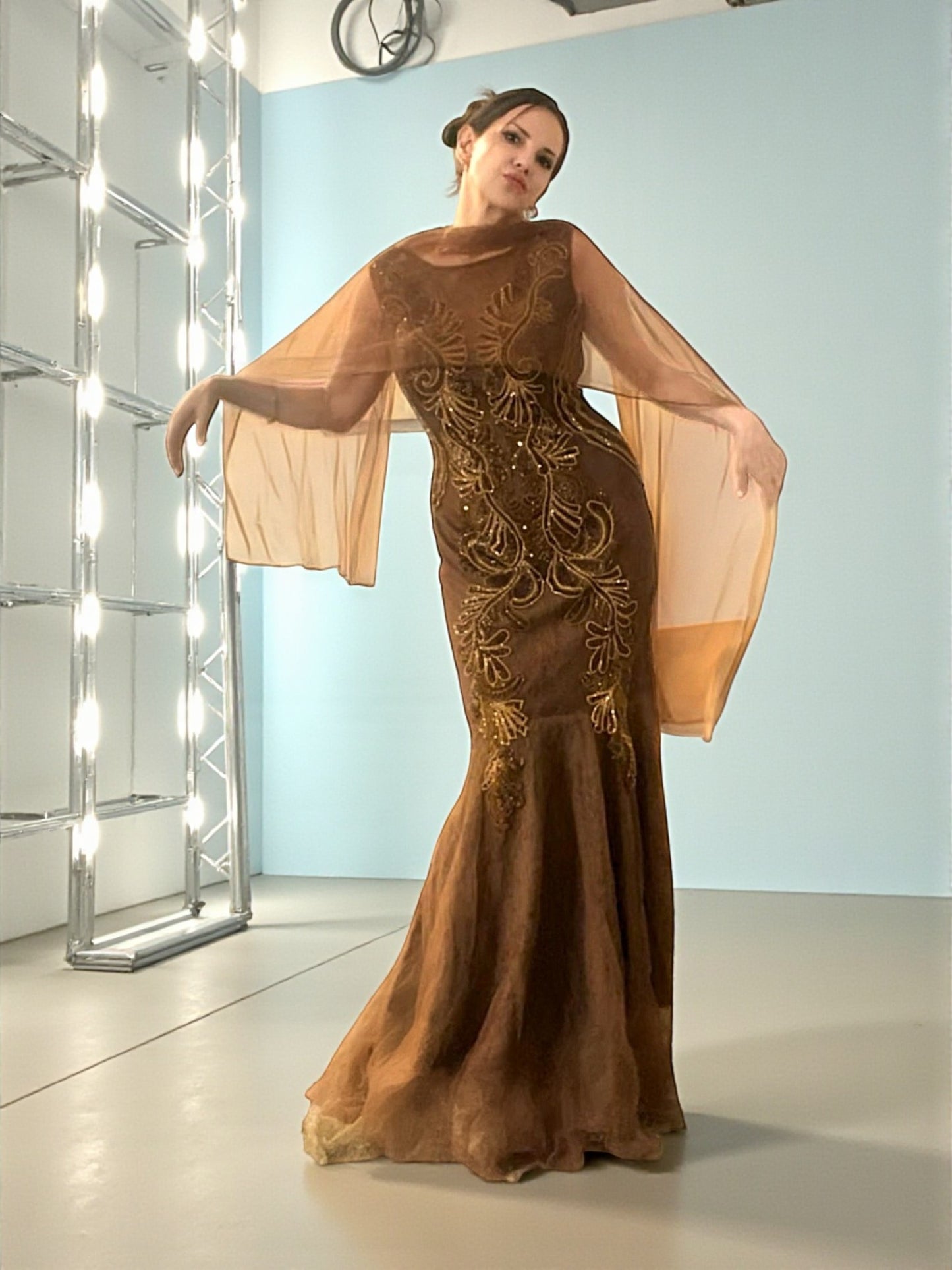 Sleeveless Beaded Mermaid Gown