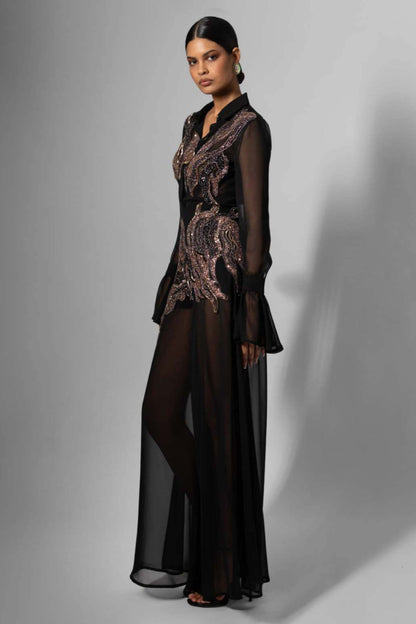 Sheer Embroidered Trousers