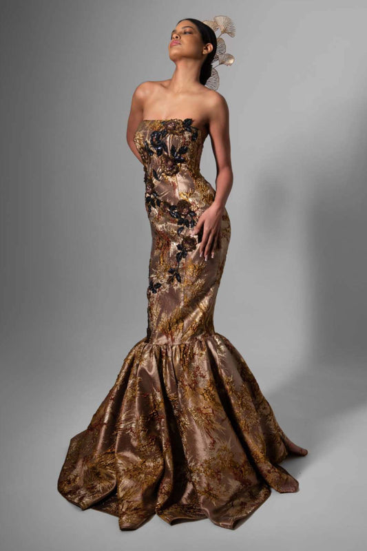 Vestido de sirena sin tirantes