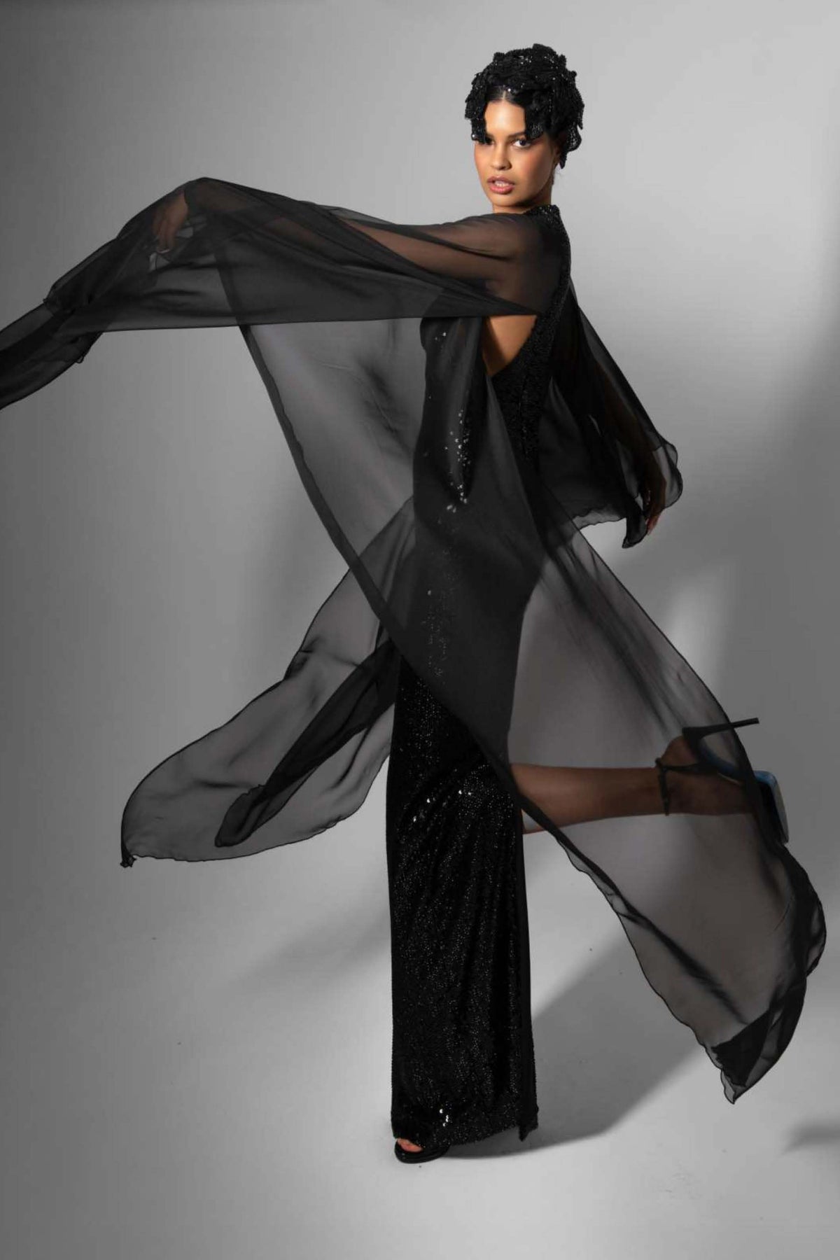 Cape Sleeve Gown