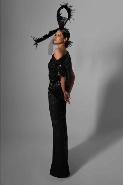 Black Embroidered Trousers