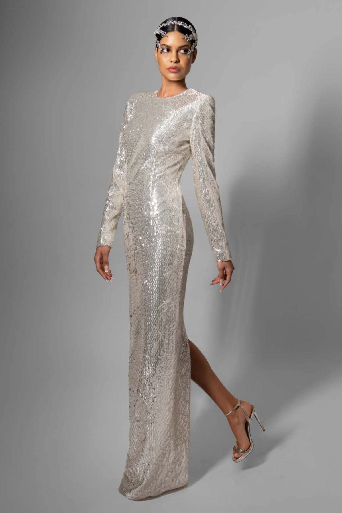 Silver Sequin Gown
