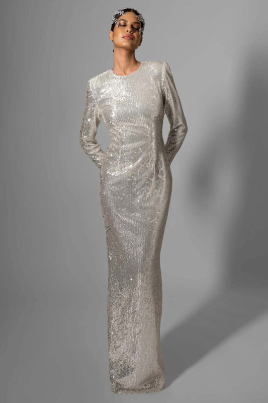 Vestido de lentejuelas plateadas