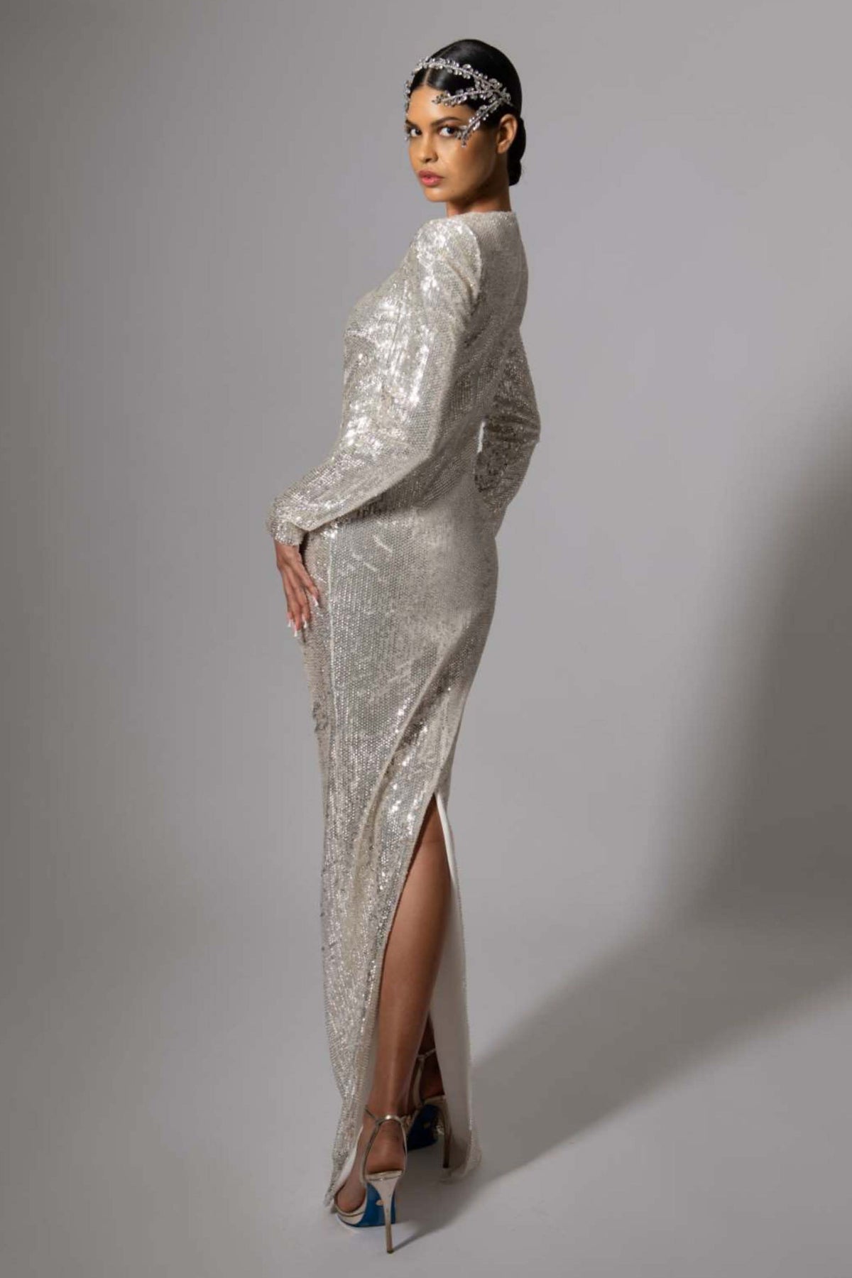 Silver Sequin Gown