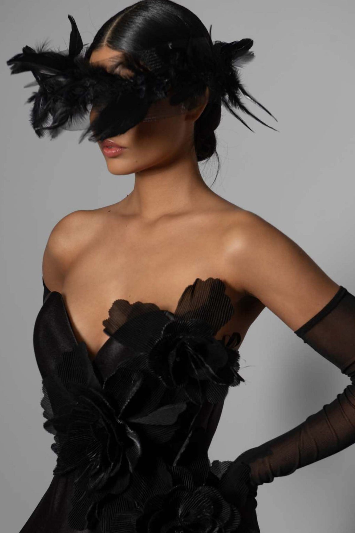 Strapless Applique Gown