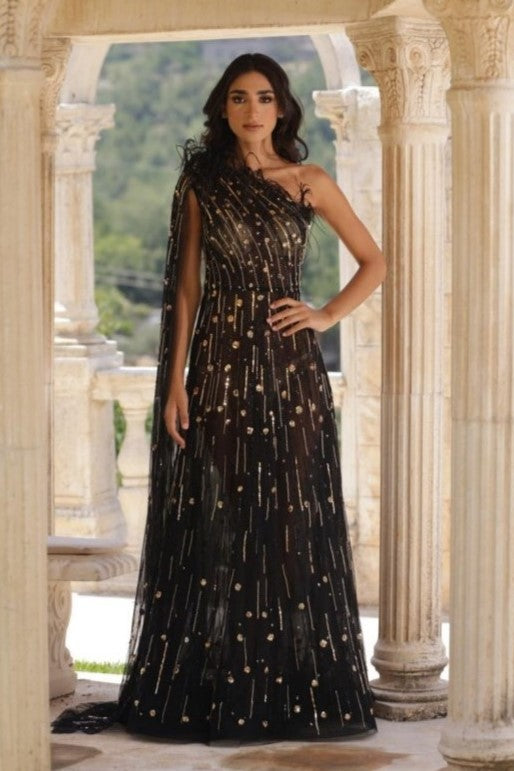 Beaded Tulle Gown