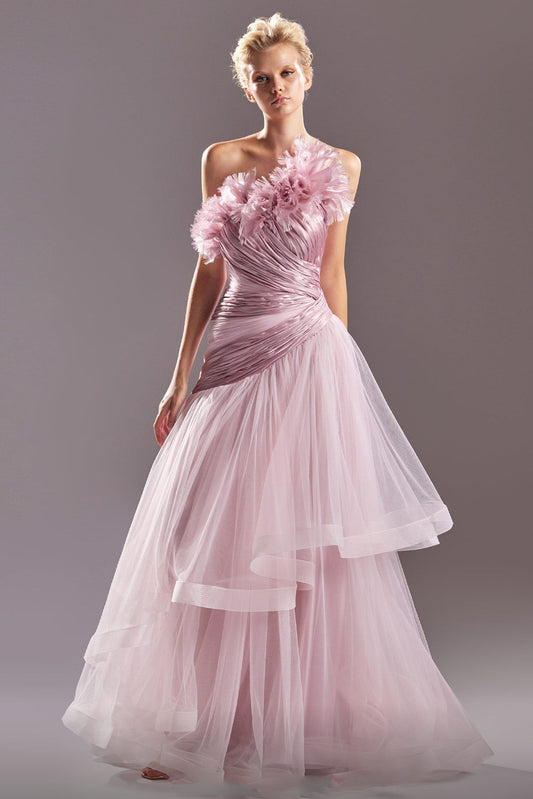 Two Toned Textured Organdie Gown