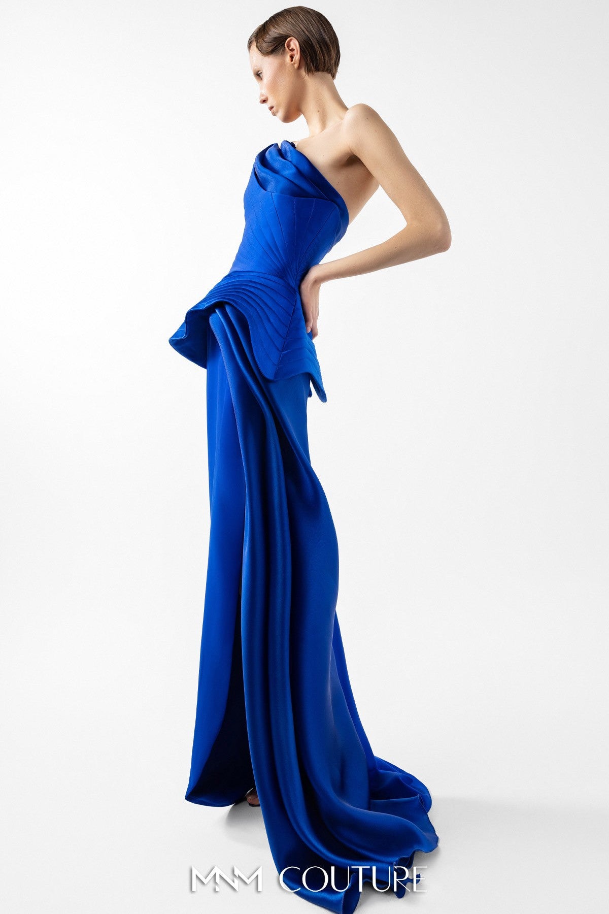 Royal Blue Corset Peplum Gown – District 5 Luxe