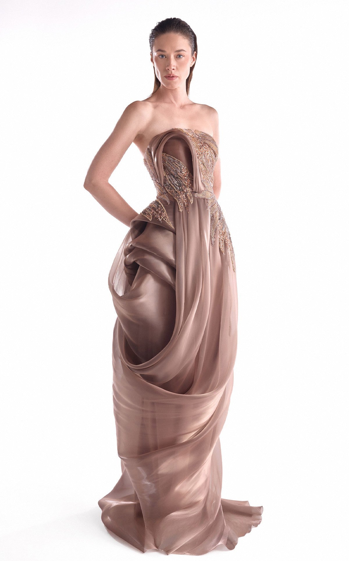 Grecian-Inspired Liquid Organza Gown