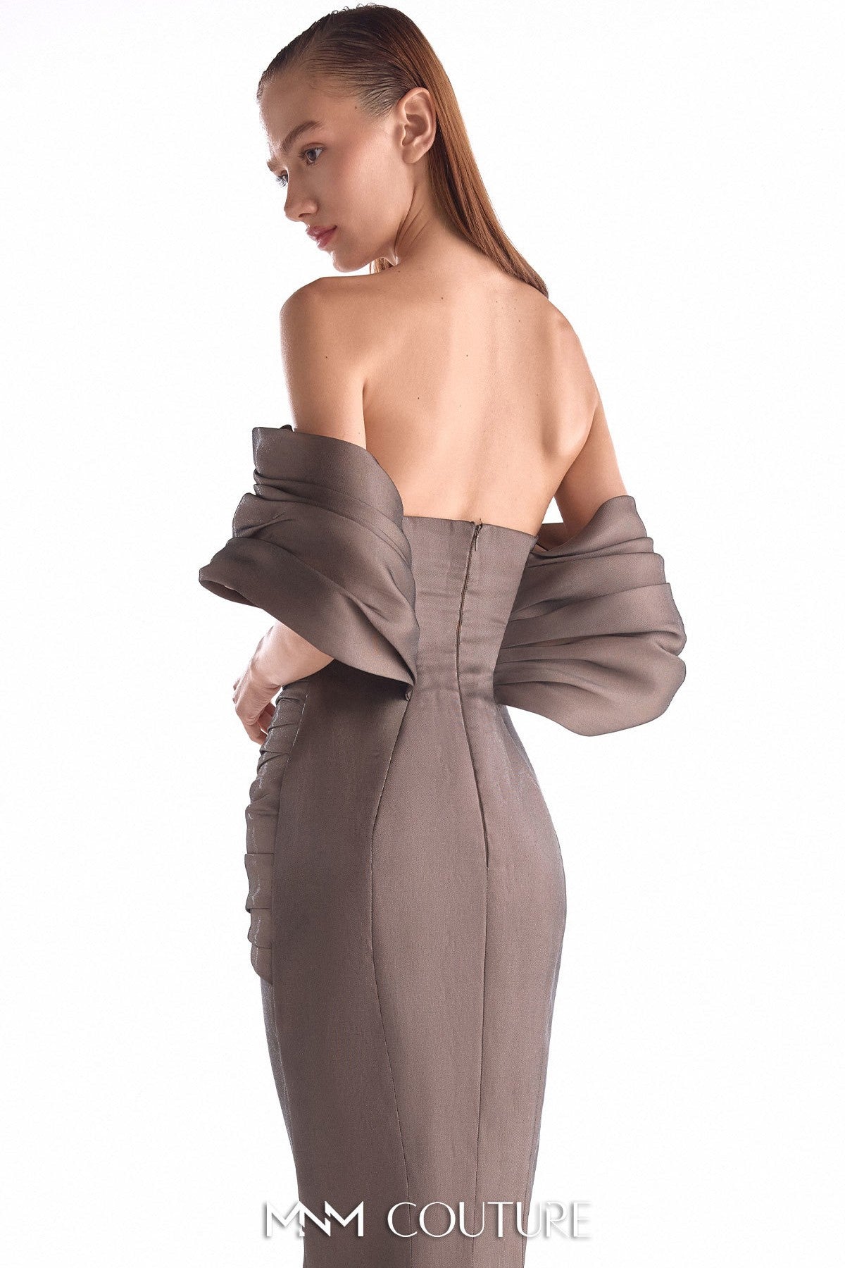After-Dark Chocolate Brown Draped Gown