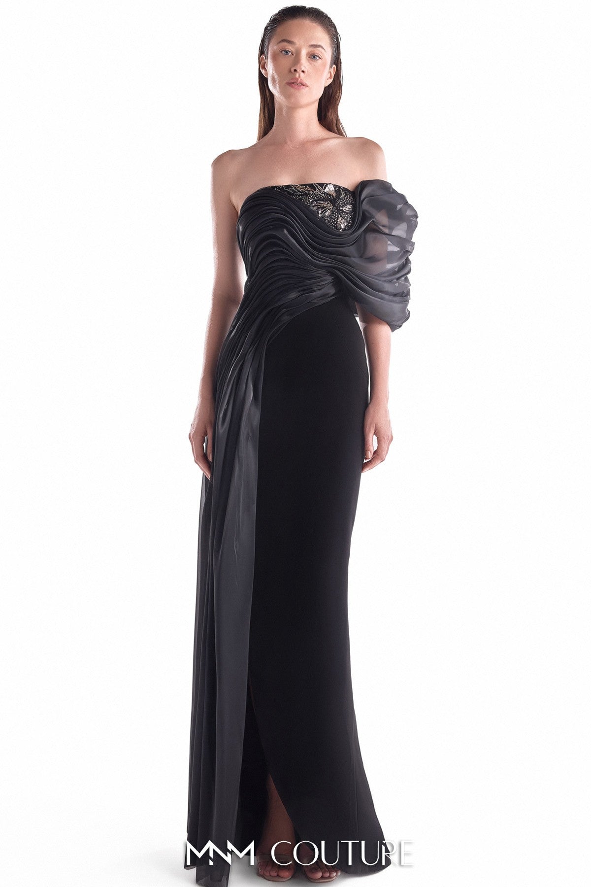 Nocturne Draped Off-Shoulder Gown