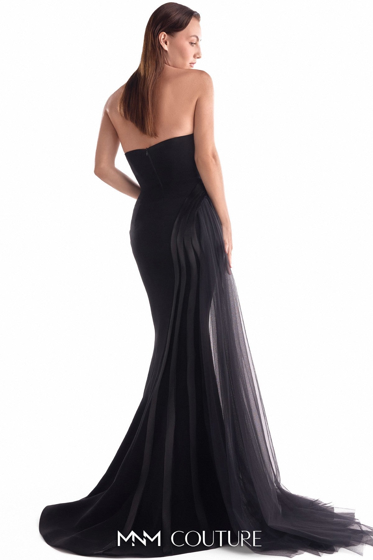 Artfully Corded Illusion Bodice Black Gown