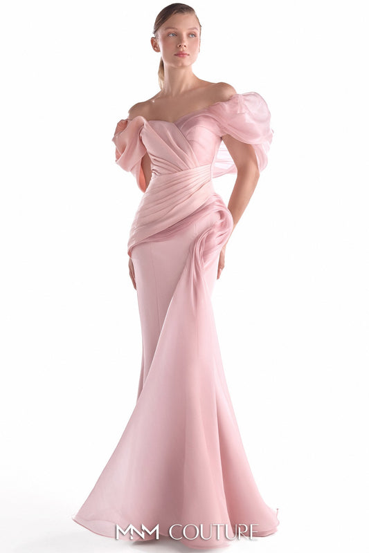 Asymmetrical Mixed Media Pink Mermaid Gown