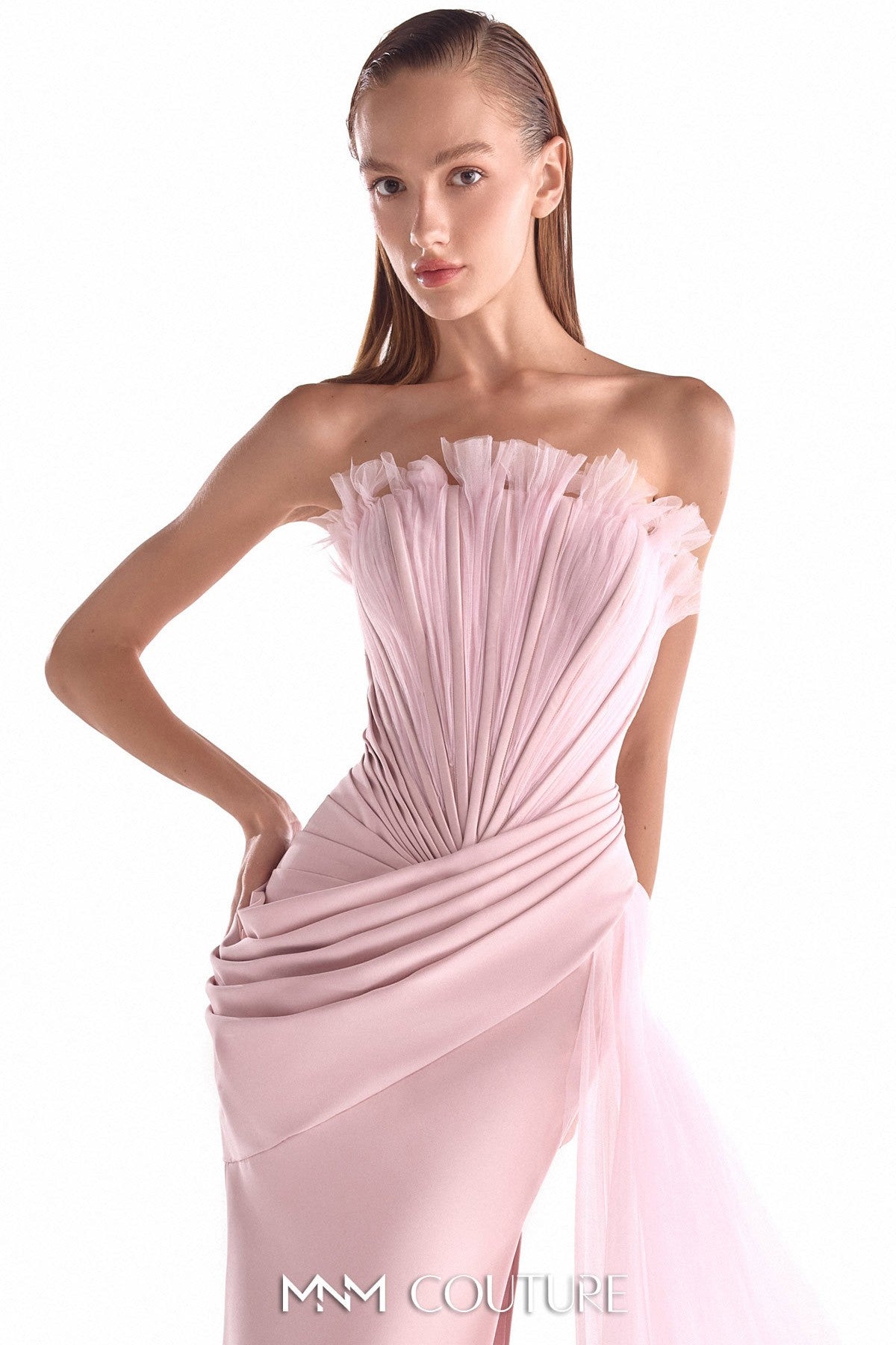 Second-Skin Seduction Corseted Pink Crepe Gown