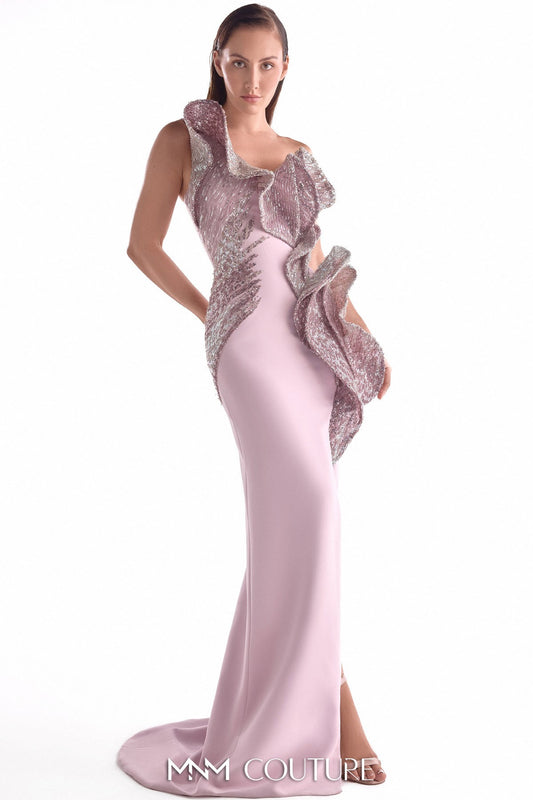 Three-Dimensional Embroidered Soft Pink Gown