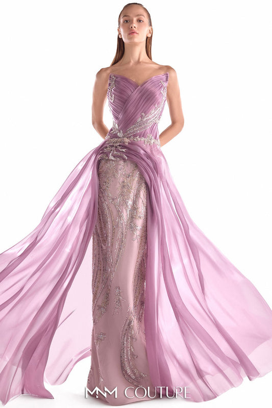 Old Rose Floral Lace and Organza Gown