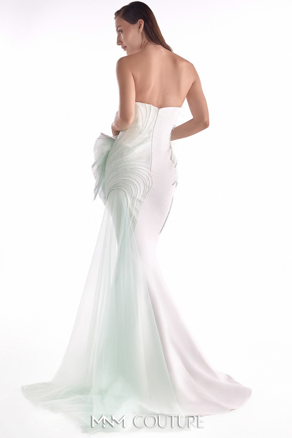 Mint-Kissed Pearl Off-White Mermaid Gown