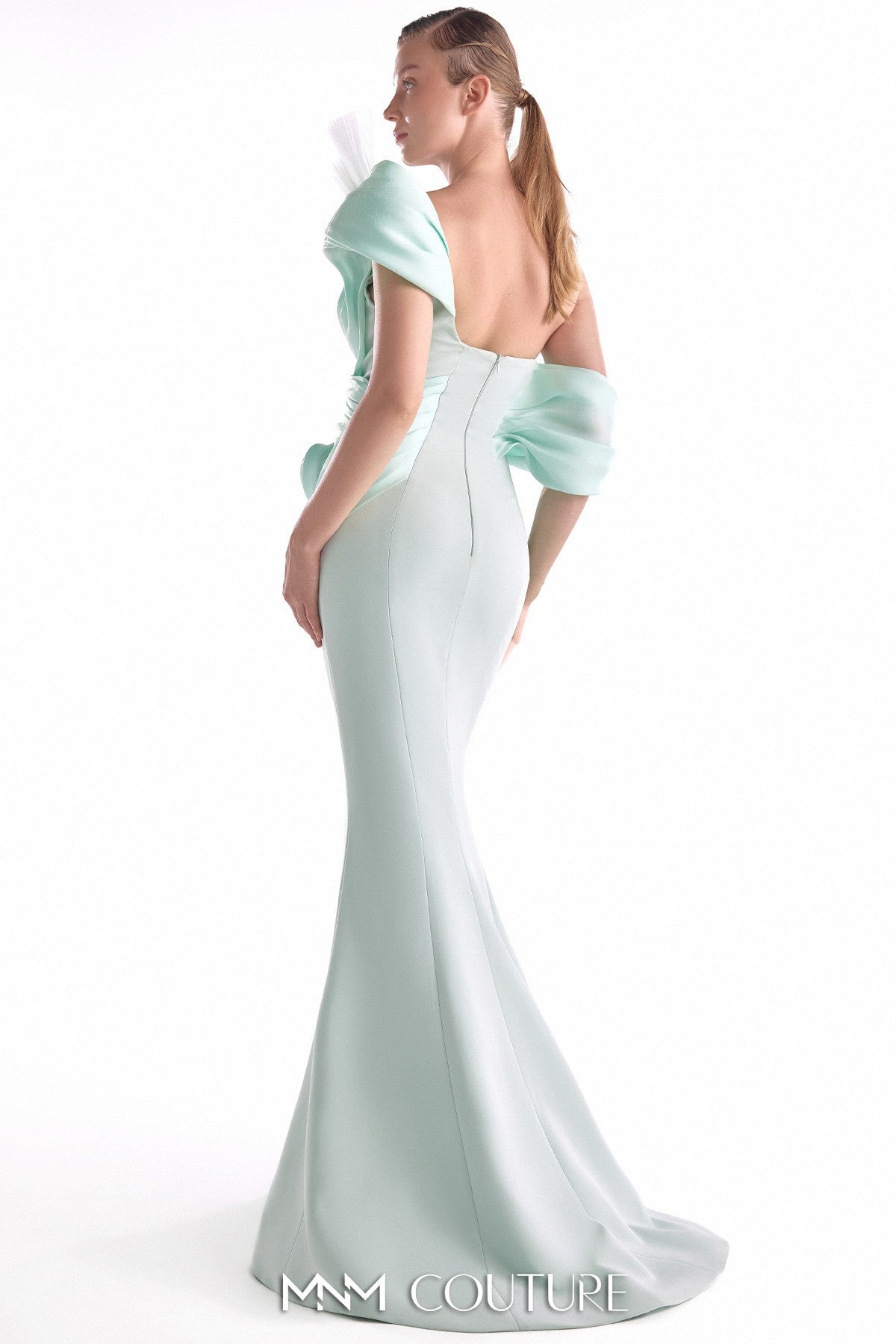 Ethereal Tide Mint Organza Mermaid Gown