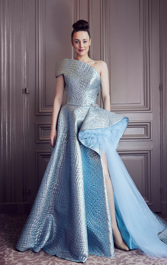 One Shoulder A-Line Evening Gown