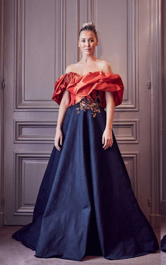 Off the Shoulder A-Line Gown