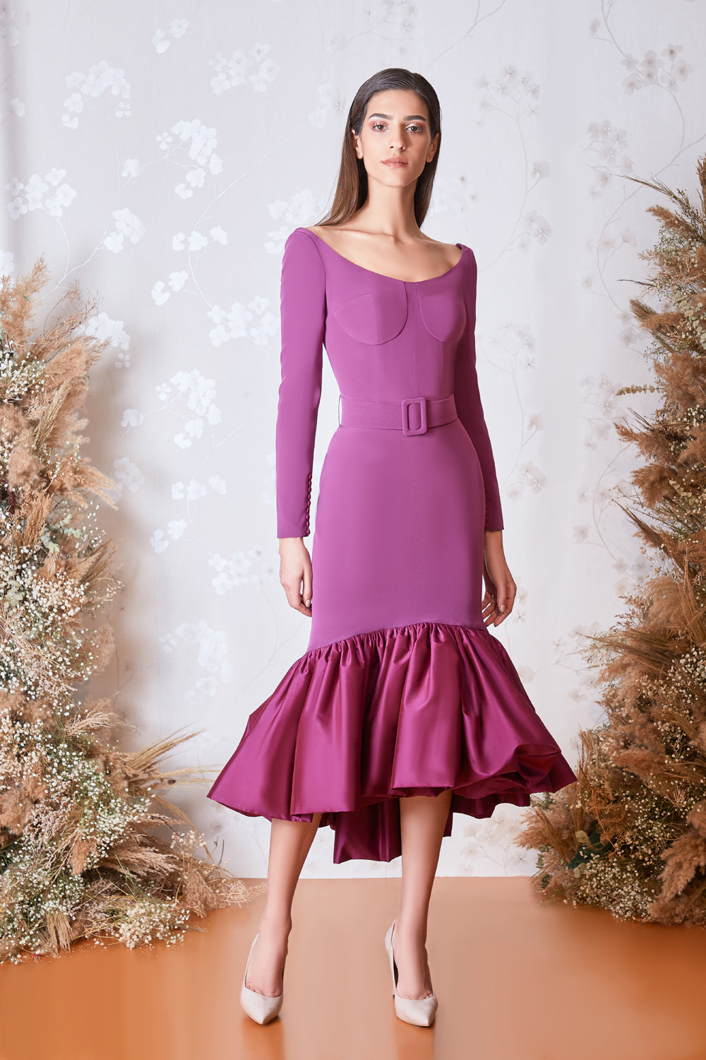 Long Sleeve Fit and Flare Dress