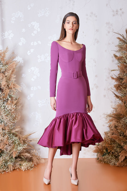 Long Sleeve Fit and Flare Dress