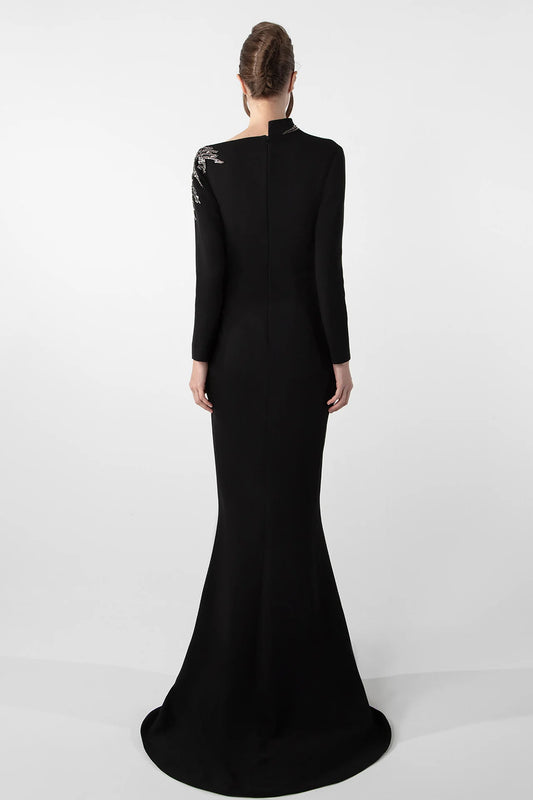 Pearl and Bead Crepe Gown