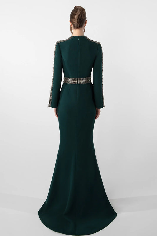 Long Sleeved Embroidered Gown