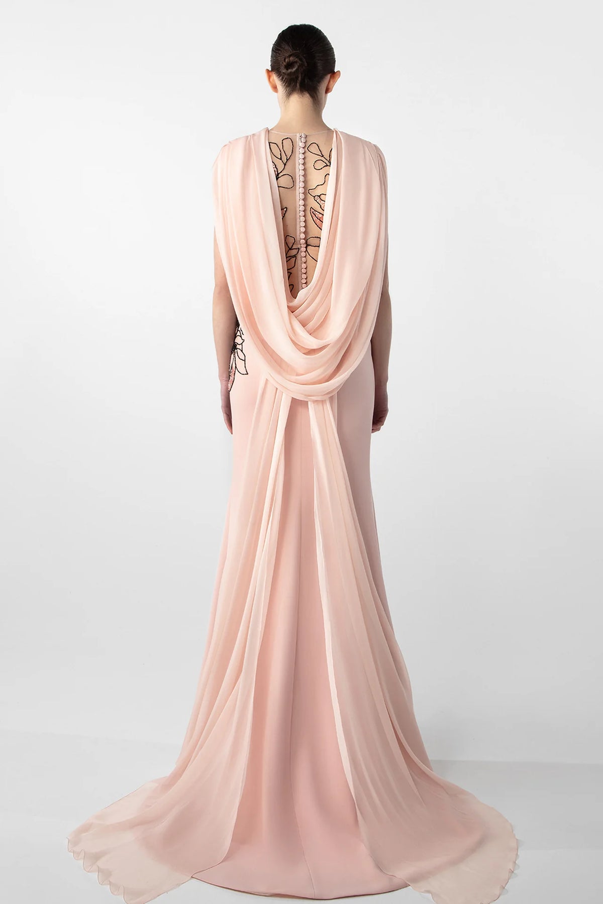 Embroidered-Crepe Gown