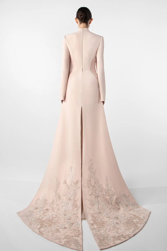 Slit Sleeved Crepe Gown