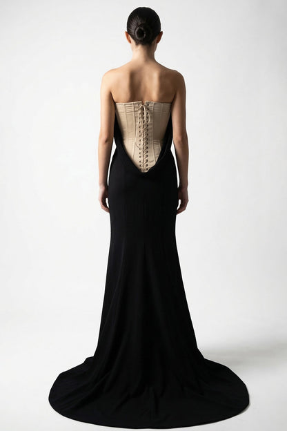 Strapless Corset-Back Gown