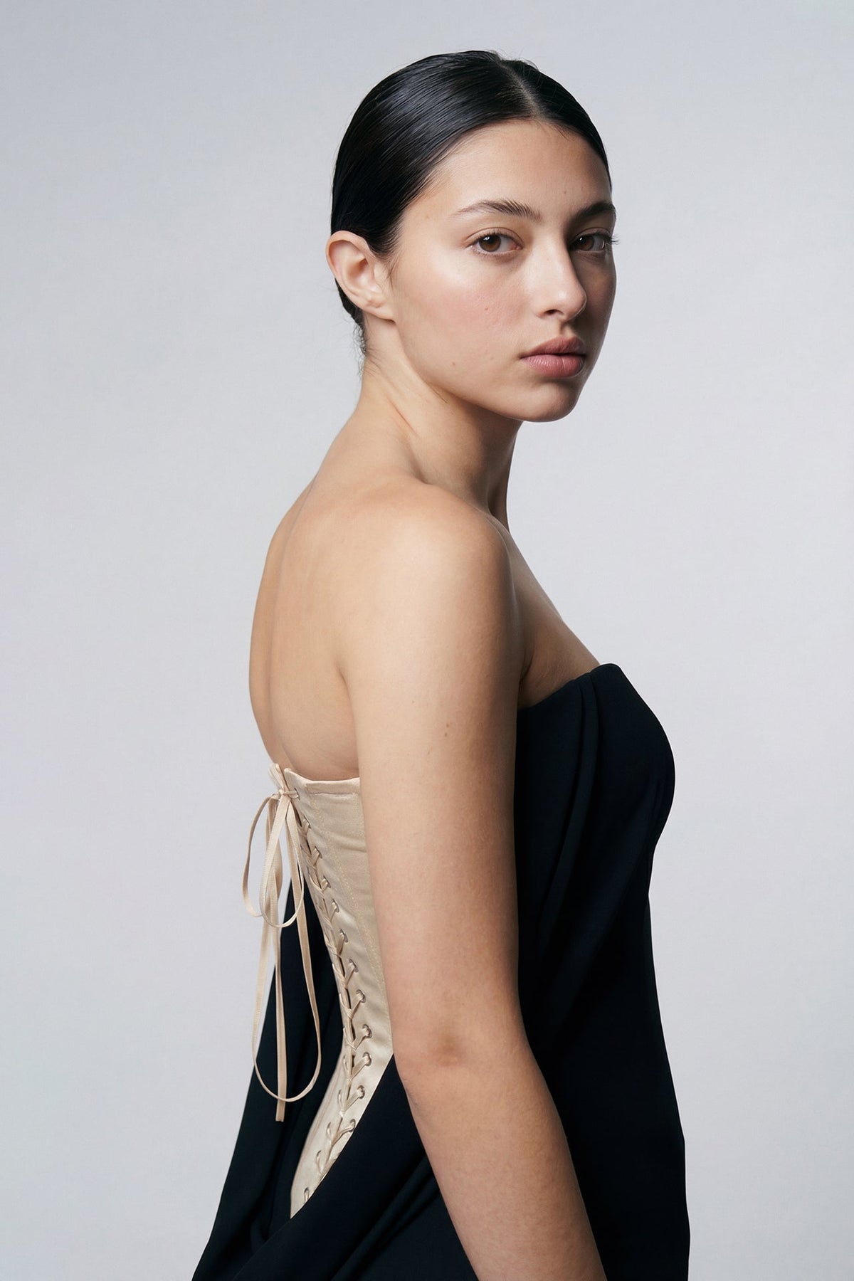 Strapless Corset-Back Gown