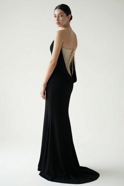 Strapless Corset-Back Gown